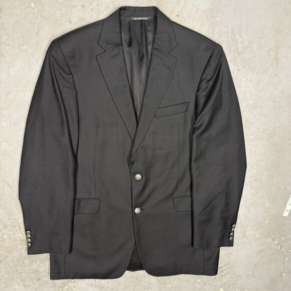 Jack Victor Blazer Wool Sport Coat Metal Buttons Gabardine Black 42L - Picture 2 of 9